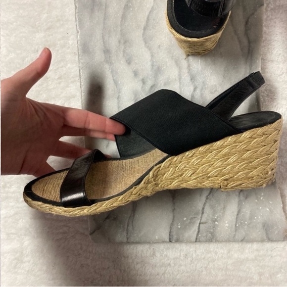Ralph Lauren Espadrilles Wedges Size 8.5 Stretchy Foot Band Leather Boho - Picture 7 of 10